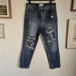 RSQ Boyfriend Fit Relaxed Distressed Jeans in Dark Blue Denim